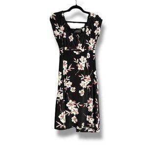 Axcess 2000s Empire Waist Floral Off-the-Shoulder Optional Black Babydoll Dress